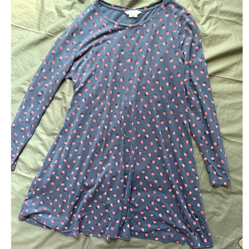 Boden Women Blue Pink Polka Dot Long Sleeve Jersey Swing Dress‎ Pockets US 12R - Picture 8 of 8